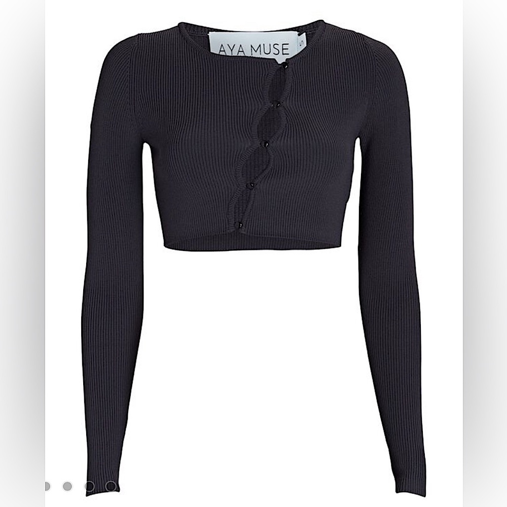AYA MUSE - Maggie Cropped Rib Knit Cardigan (Size Small)
